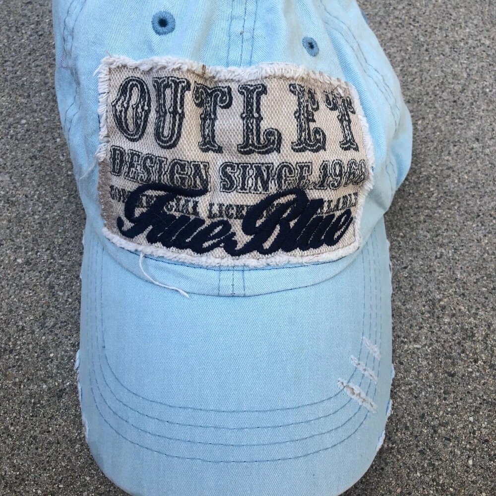 OUTLET DESIGN TRUE BLUE Denim Authentic Embroidered Cap Adjustable Cap - Picture 3 of 6